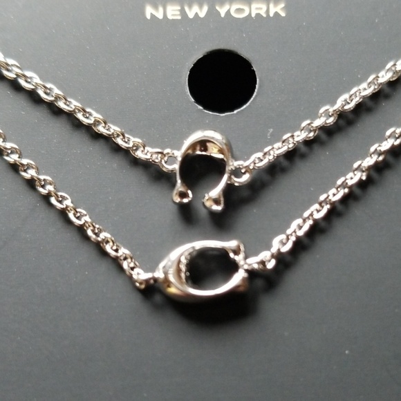 COACH Signature Long Necklace Silvertone NWT - Picture 3 of 8
